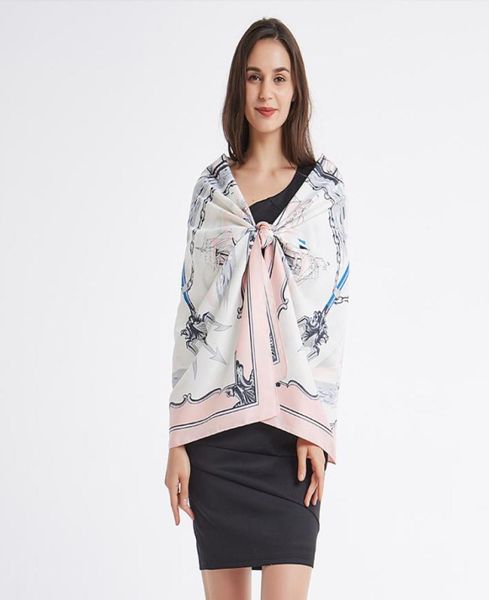 

pobing 100 silk scarf women large shawls poseidon sailboat print square scarves echarpes foulards femme wrap bandanas 130130cm4534859, Blue;gray