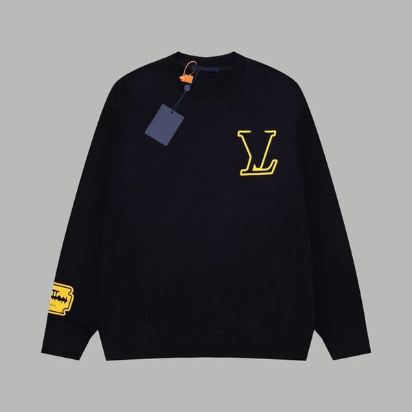 

2023s new round neck sweater pullover loose shoulder drop all cotton printed sweater letter pattern luxurious and low key n515, Black;brown