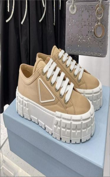 

double wheel casual shoes women nylon designer shoe gabardine classic canvas sneakers fashion platform heighten trainers designers2941371