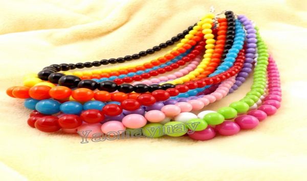 

colorful acrylic children necklace for promotion candy beads choker 20pcs whole 8276111, Silver