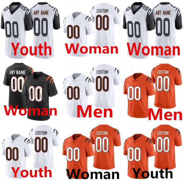

football jerseys cincinnati''bengals''5 tee higgins 9 joe burrow 1 ja'marr chase 2 evan mcpherson 28 joe mixon 55 l, Black;red