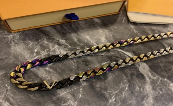 

man necklace stitching color modeling chain necklaces polished enamel crystal chain link necklace hip hop trend charm necklace7182140, Silver