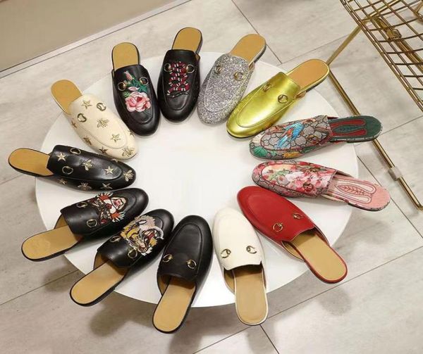 

designer classic slippers spring summer sandal home shoes shopping leather half pack women slipper multicolor printed fashion cas5791080, Black