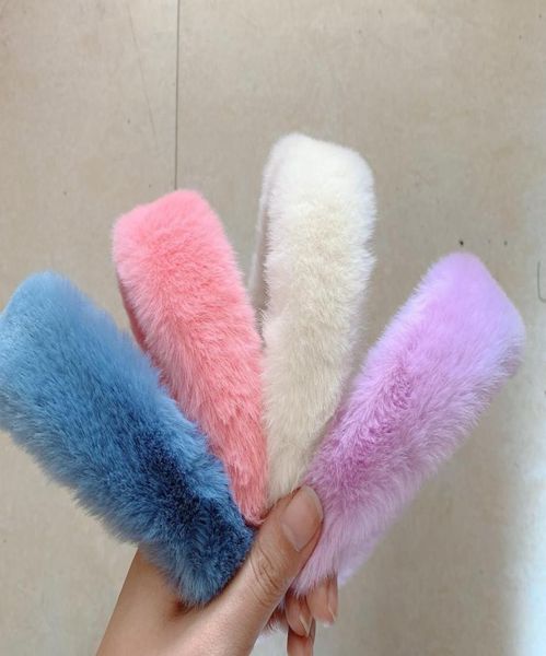 

solid colors sweet retro women elegant rabbit fur lady girs headbands jewelry gift9517303, Silver