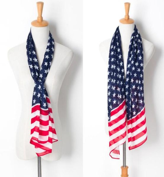 

american stars and stripes flag fivepointed star european and american fluffy fashionable temperament scarf chiffon scarf wy14513461865, Blue;gray