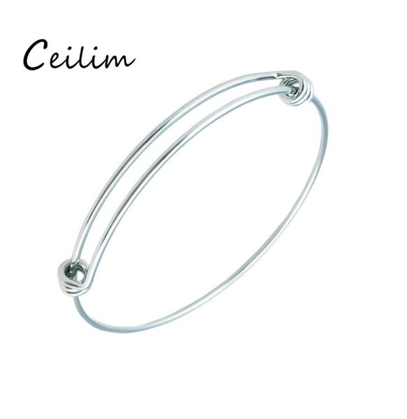 

fashion accessories wholesale stainless steel bangle bracelets usa diy jewelry cable bangle adjustable expandable charm bracelet2109740, Black