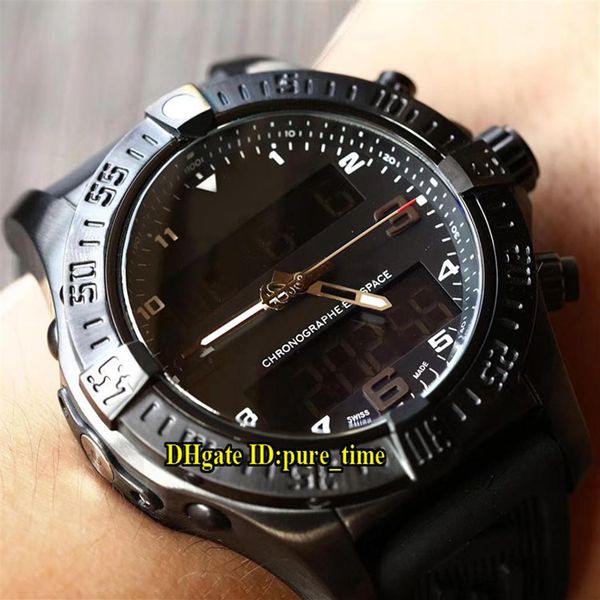 

new aerospace professional exospace b55 vb5510h1 be45 electronic & analog lcd digital display mens watch pvd black steel rubber st275l, Slivery;brown