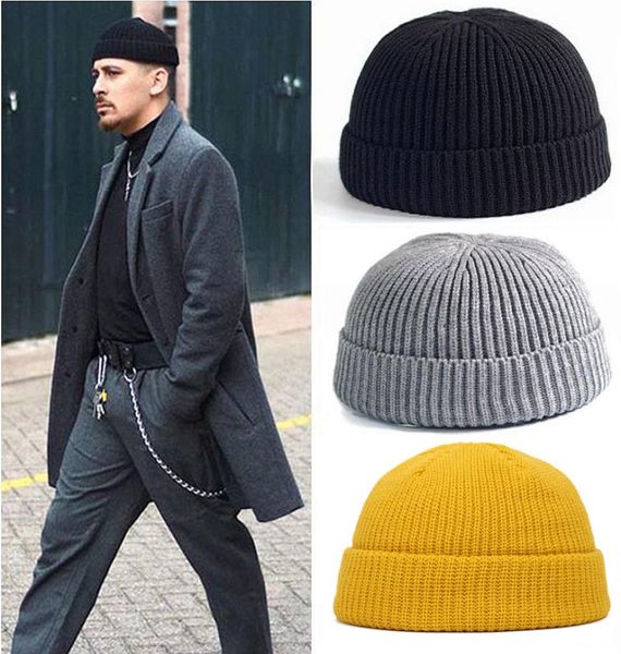 

winter retro knit sailor cap solid color brimless hats hip hop beanie skullcap street women men casual melon cap bonnet5115859, Blue;gray