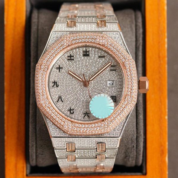 

watch automatic mechanical mens watches 40mm with diamond waterproof wristwatches for men wristwatch montre de luxe258a, Slivery;brown