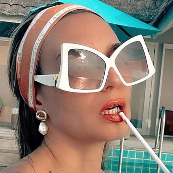 

irregular big frame bowknot sunglasses style personality fashionable for women, White;black