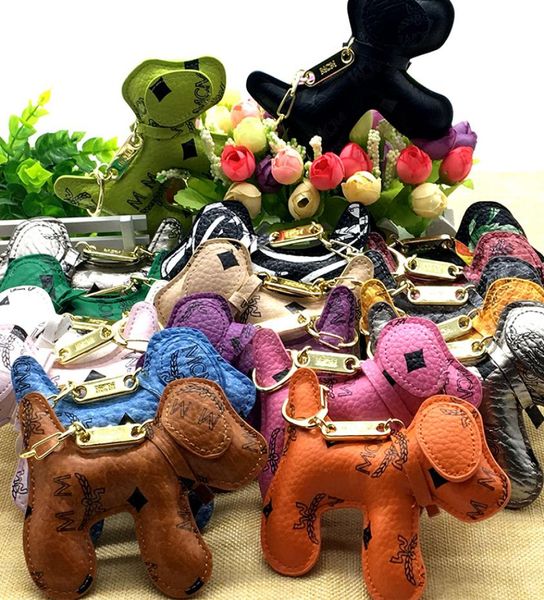 

creative pu leather m letter puppy keychain handstitched bag hanging ornament puppy key pendant gift2968766, Silver