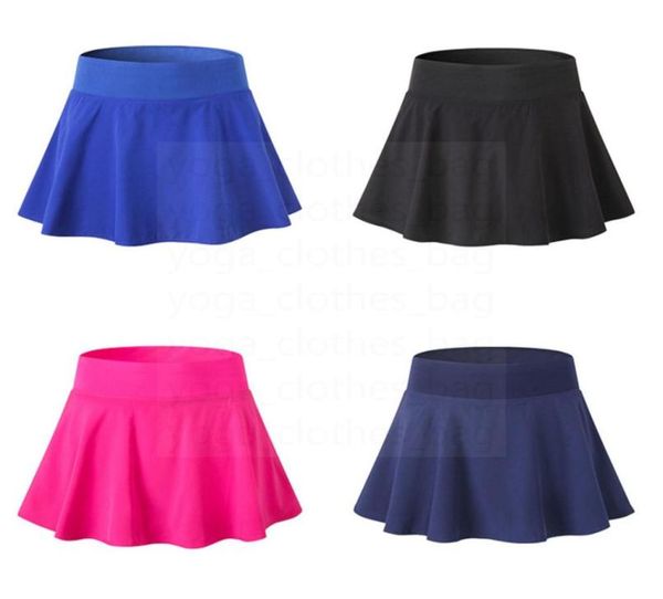 

2021 new xury designer yoga naked nylon self-belt bottom anti-light fitness yoga pleated short skirt half-length umbrella golf tennis s44491