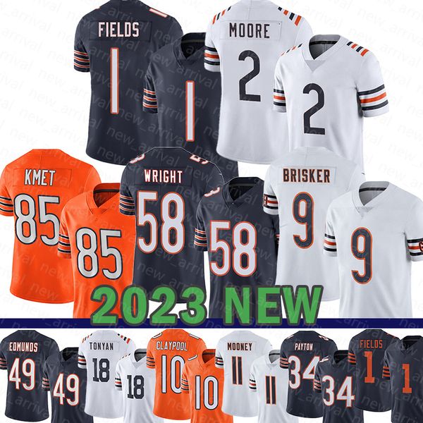 

cole kmet football jersey chicagos bears justin fields dj moore darnell wright jaquan brisker tremaine edmunds robert tonyan chase claypool, Black;red