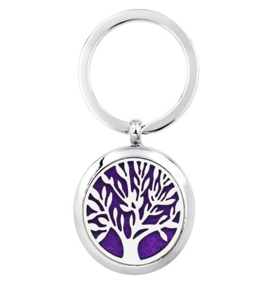 

more options tree of life keyring magnetic aroma essential oil diffuser locket key chain perfume locket keyrings 5pcs pads random5059769, Silver