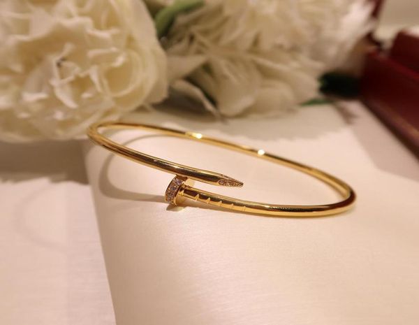 

s925 sterling silver screw nails classic zircon bracelet gold bracelets punk for women gift luxurious superior quality jewelr3673628, Black