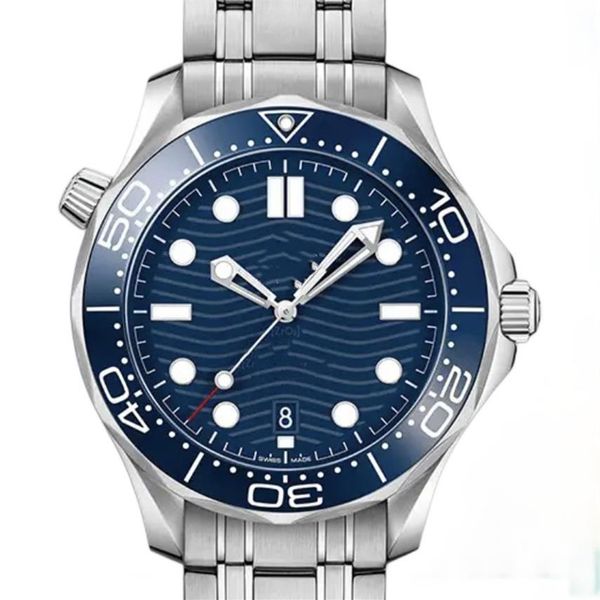 

luxury men watches for man automatic mechanical movement black blue dial stainless steel braclect 007 diver fashion watch 42mm305v, Slivery;brown