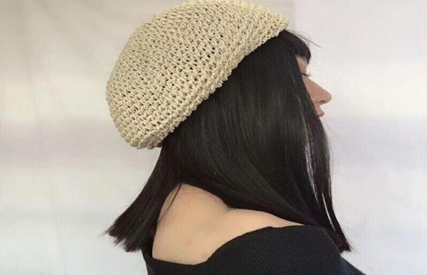 

berets fashionable designer crochet women paper straw beret spring summer hat drop 2021 ll18059418618698, Blue;gray