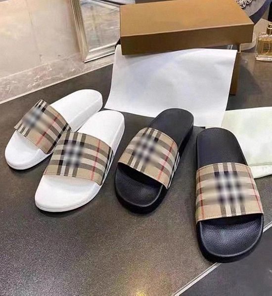 

paris sliders mens womens slippers summer slides london england sandals beach slide ladies flip flops loafers home plaid pattern s1718916, Black