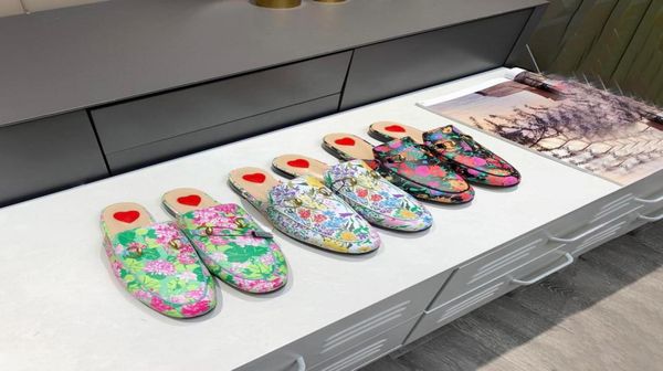 

2021 100 leather men half slippers princeton loafers soft cowhide lazy women shoes metal buckle beach slides mules princetown cla3610357, Black