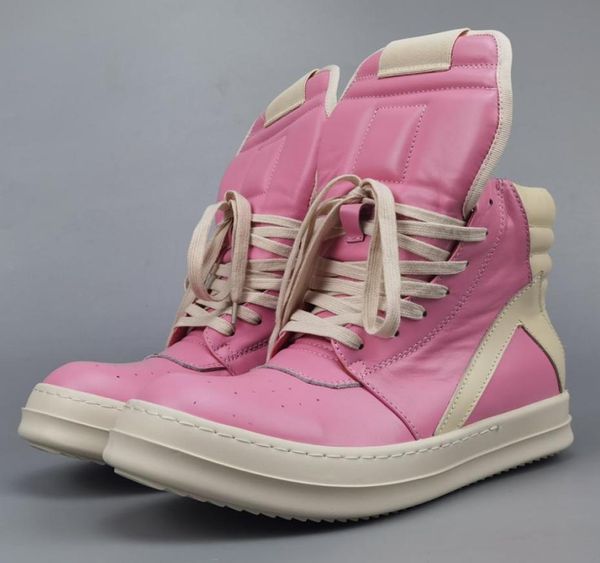 

21ss exclusive highgenuine leather pink boots cowhide geobasket trainer street hip hop shoes5750554, Black