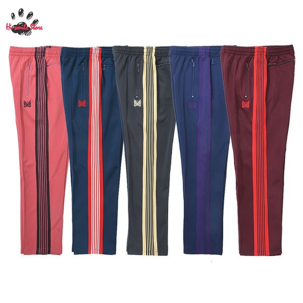 

mens pants fw autumn sweatpants awge needles men woman 1 casual straight trousers butterfly embroidery 230904, Black