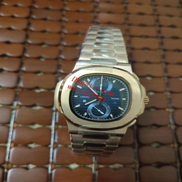 

classic mens watch 5990 1a 40 5mm quartz chronograph black dial sapphire glass silver stainless steel bracelet luxury watches lumi268p, Slivery;brown
