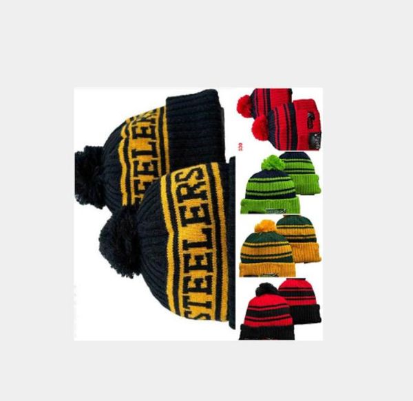 

tsburgh beanies cap wool warm sport knit hat football striped sideline usa college cuffed pom hats men women bonnet beanie skull caps a04074, Blue;gray