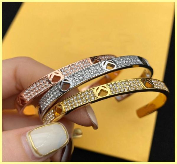 

2021 fashion designer bracelet for mens women full diamond gold letters f bracelets gifts womens luxury love bracelets jewelry new1715455, Black