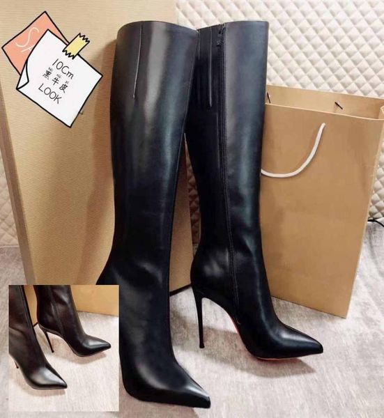 

fashion woman boots booty high heels redsoles black leather boot eloise pigskin inside tall leg women wedding dress gift dust bag box5178432