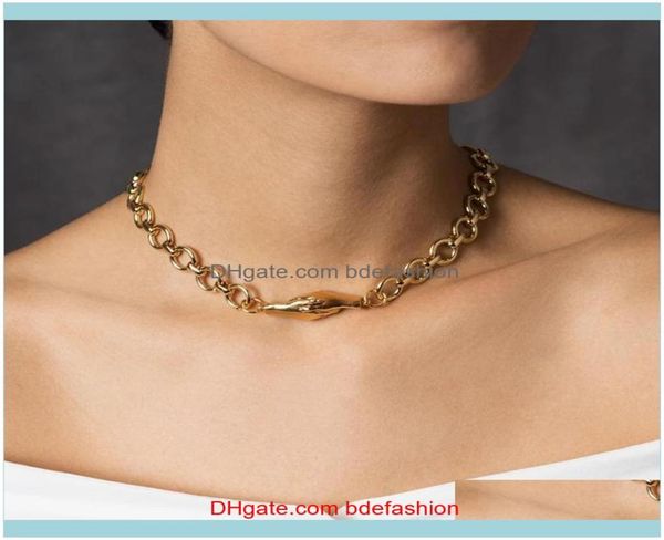 

necklaces pendants jewelrycreative design necklace magnet suction clasp handshake metal chain clavicle jewelry gifts for friends5580747, Golden;silver