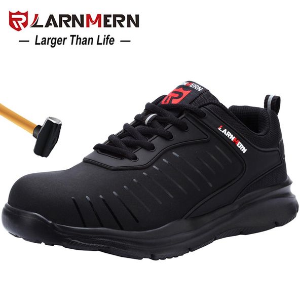 

larnmern mens steel toe safety work shoes for men lightweight breathable antismashing nonslip antistatic protective shoes7457212, Black