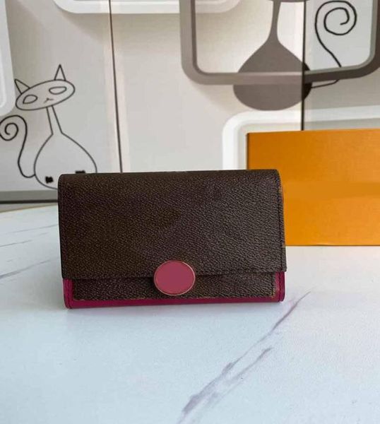 

m64587 flore short wallet women luxurys designers bags classic coated canvas leather lady hasp purse orange2869032, Red;black