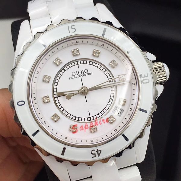 

automatic mechanical men watch sapphire ceramic white black diamond, Slivery;brown