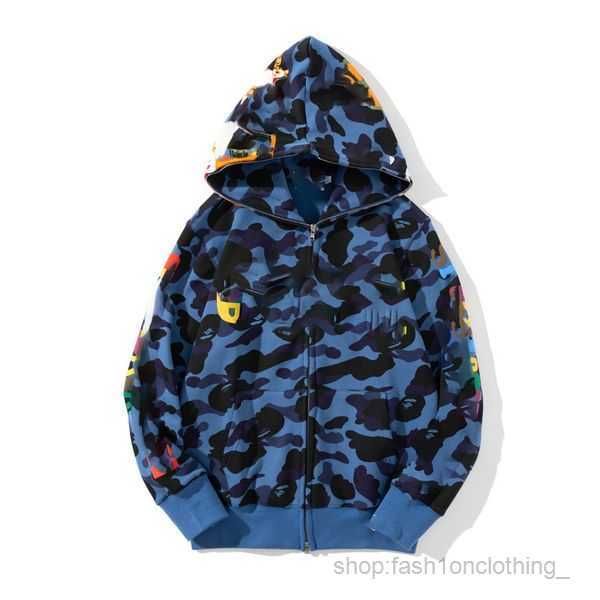 

designer mens hoodie full zip up shark hoodies woman camouflage jacket hoody hooded sweatshirt man womens sweater long sleeve bapes tech fle, Black