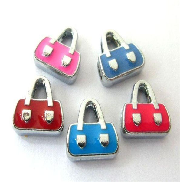 

new fashion 20pcs 8mm mix color bag slide charms can via 8mm diy petcollar keychain belt5169389, Blue;slivery
