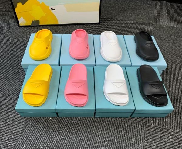 

rubber mules designer sandals rubber slides for man woman slipper spring summer beach flat slide lugged tread sole casual fas6535322, Black