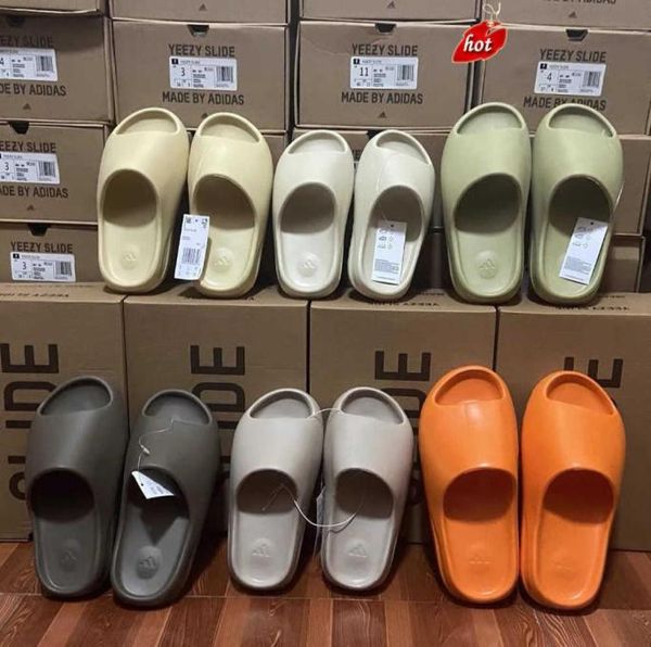 

2022 with box slides runner slippers sandals sneakers shoes graffiti women designer beach fashion trainers bone white resin desert sand13281, Black