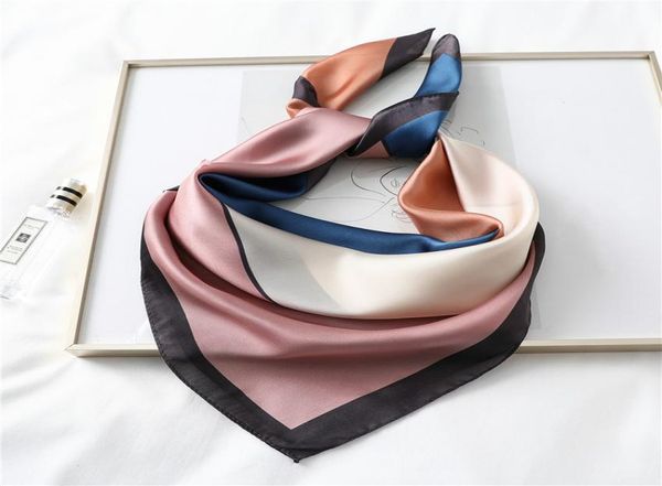 

designer scarf women silk scarf square neck shawls foulard lady pashmina solid geometric bandana hair band kerchief9462726, Blue;gray