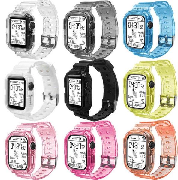 

silicone crystal clear sports wristband apple watch band series se6 5 44mm 42mm replacement strap for iwatch 3 2 38mm 40mm261l4697597, Black;brown