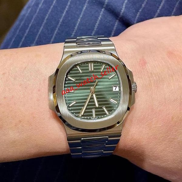 

luxury mens watches latest nautilus 5711 5711a 5711 1a-0014 green dial cal 324 sc mechanical automatic movement sapphi306l, Slivery;brown