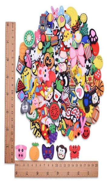 

40-150pcs ranom cartoon animal shoes charms flower pig letter decoration fit wristband accessories kids x-mas gifts7097440, Bronze;silver