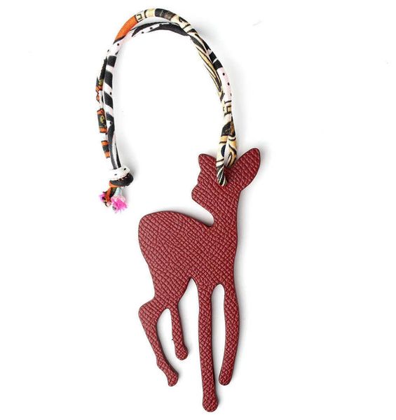 

famous designer luxury real silk genuine leather seahorse deer keychain backpack pendant animal key chain women bag charm h09154162732, Silver