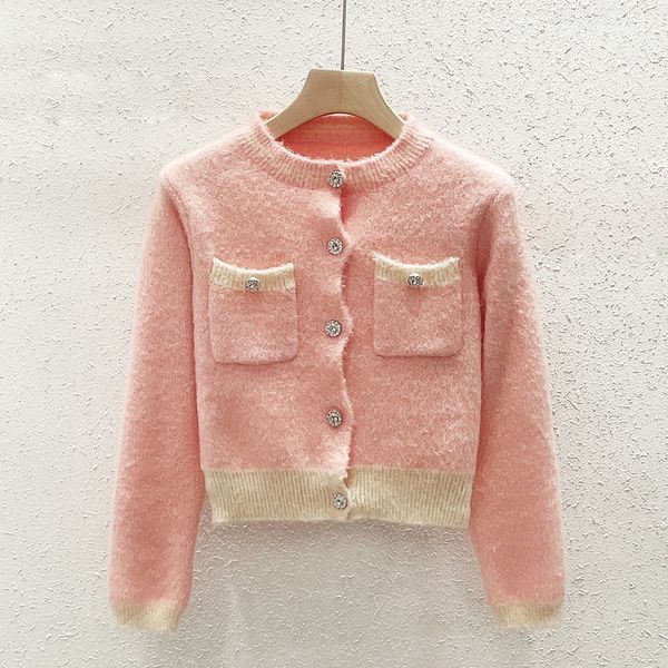 

820 2023 autumn women sweater long sleeve crew neck pullover pink apricot black brand same style striped womens yuecheng, White;black