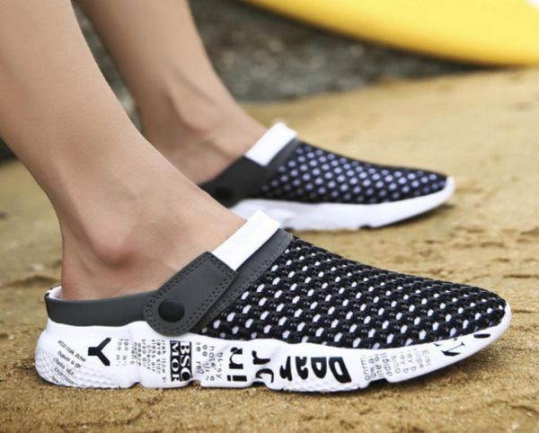 

new men summer shoes slip-on clogs water sandals breathable light jogging sneakers casual beach slippers mx2005286349827, Black