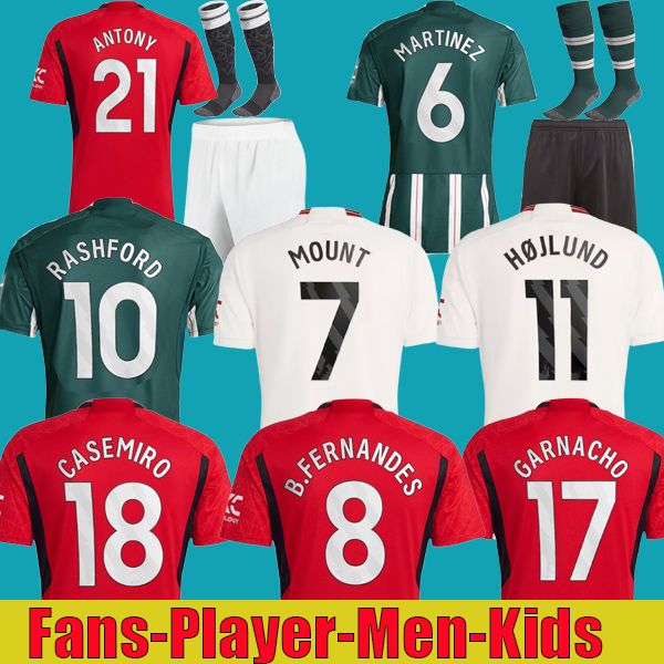 

23 24 mount antony casemiro martinez eriksen soccer jerseys rashford 2023 2024 b. fernandes retro football shirt kit set, Black;yellow
