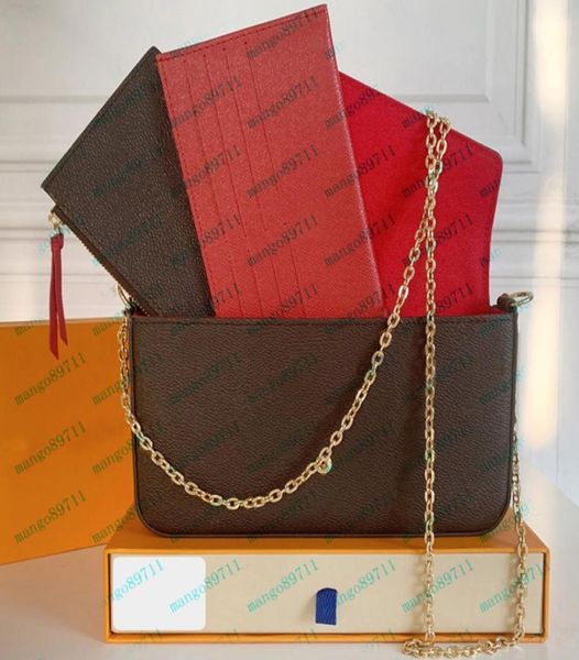 

purse shoulderbags wallet bag phonebag threepiece combination tote bags card holderbag date code come withe box1668981, Red;black