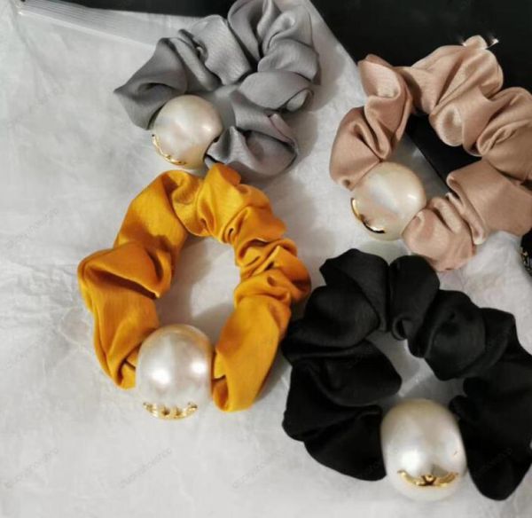 

luxury pearl hair rings famous c letters printed rubber bands large intestine ring head rope women designer fabric headdress acces3104017, Pink