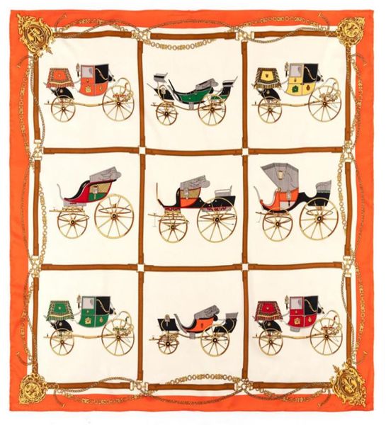 

manual hand rolled twill silk scarf women plaid carriage square scarves echarpes foulards femme wrap bandana hijab 90cm90cm2829820, Blue;gray