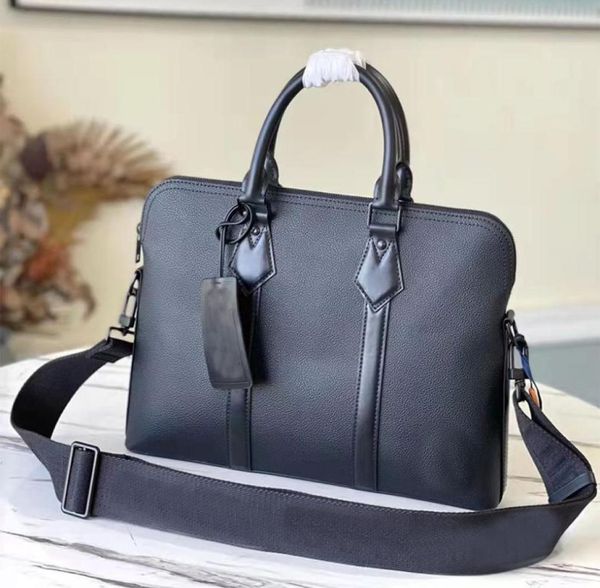 

luxury briefcase men business bag computer bag designer genuine leather lapbags letter zipper messenger with nameplates totes 6310568