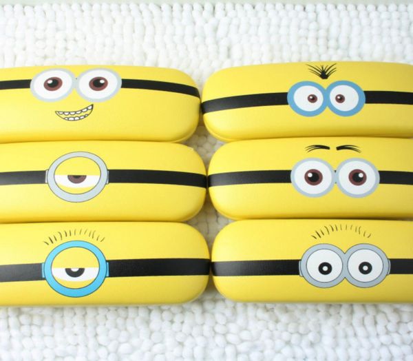 

new cute little yellow minions glasses case leather glasses box for women men glasses box hard eyewear case eyewear accessorie l035833778